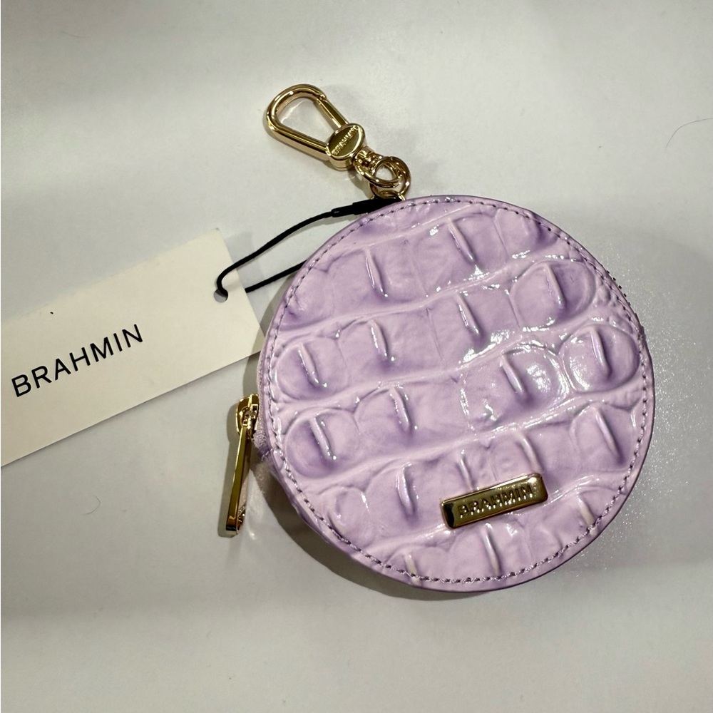 Brahmin Glossy Lilac Croc-Embossed Round Coin Case